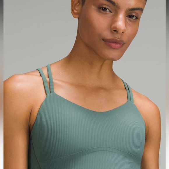 lululemon athletica 8 D/DD Double-Strap Ribbed Sports Bra in Moss Green - Picture 3 of 7